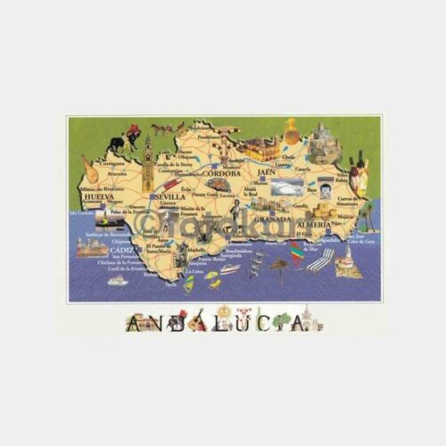 İspanya Andalucia Bölgesi Harita Kartpostal