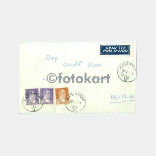 1951 Kastamonu Posta Damgalı Zarf