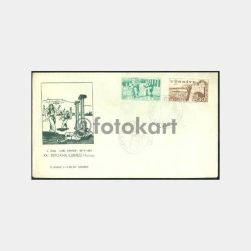 1958 Bergama Kermes FDC Damgalı Zarf
