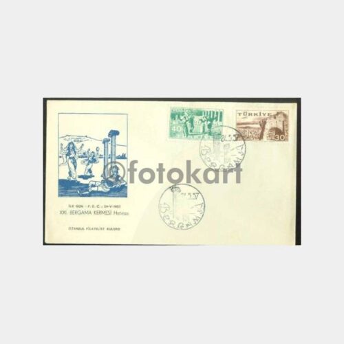 1958 Bergama Kermes FDC Damgalı Zarf