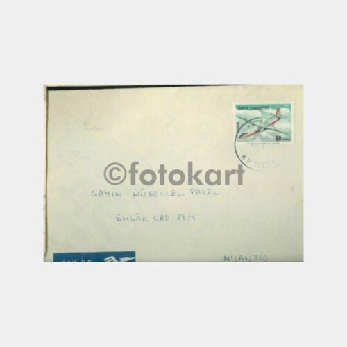 1970 Uçak Pullu Kızılay Damgalı Zarf
