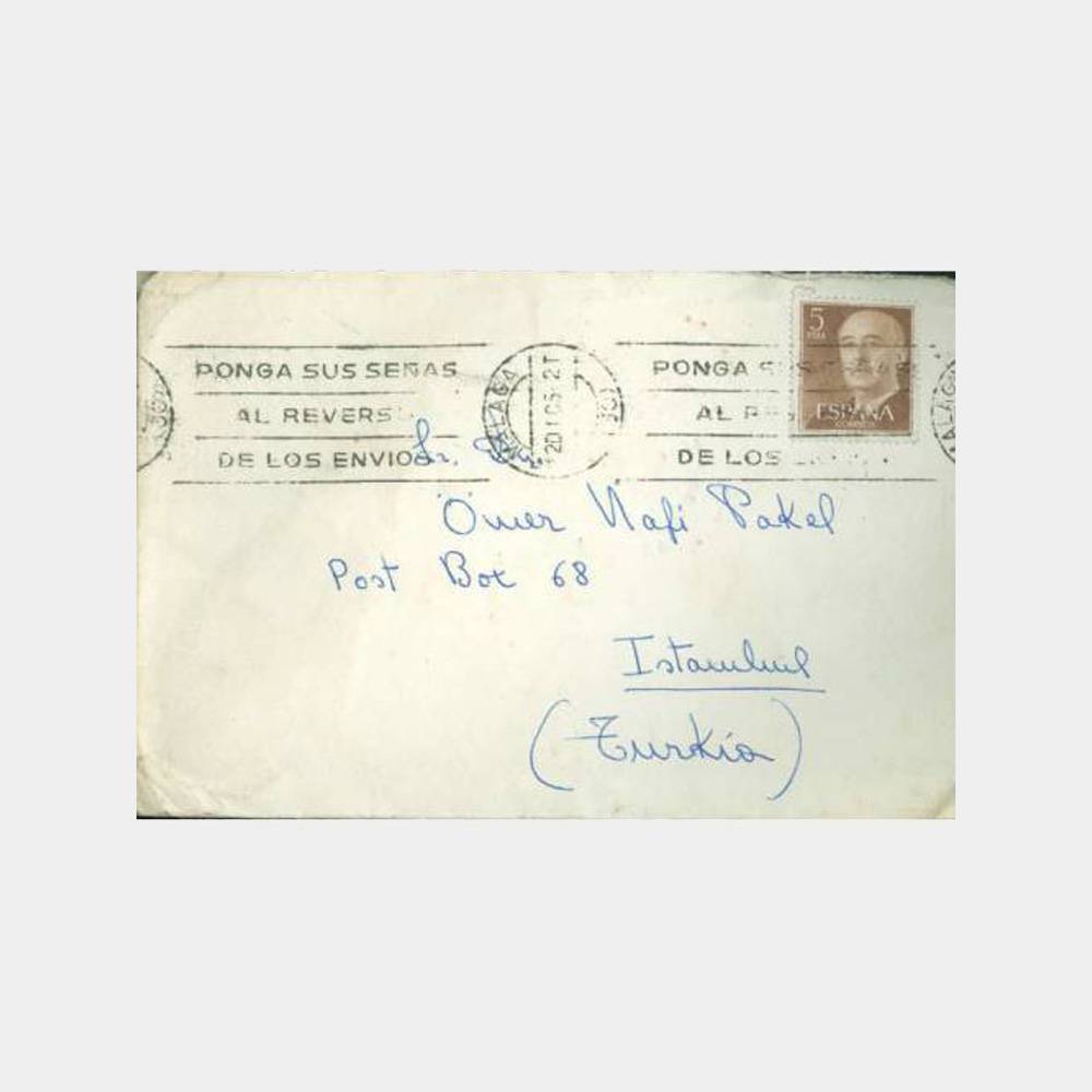 1965 İspanya Malaga Damgalı Zarf