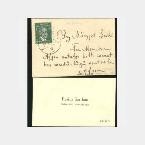 1935 Malatya Damgalı Zarf ve Kartvizit