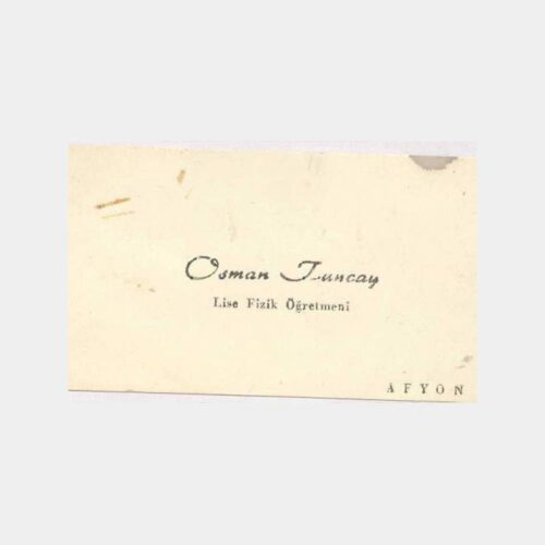 Afyon Osman Tuncay Lise Fizik Öğretmeni Kartvizit