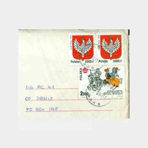 1993 Polonya Damgalı Pullu Zarf