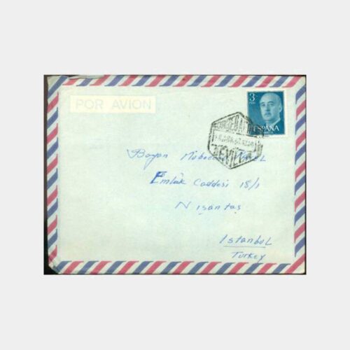 1957 İspanya Sevilla Pullu Damgalı Zarf