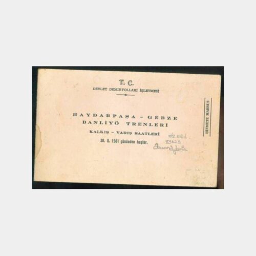 1981 Haydarpaşa-Gebze Tren Banliyö Tarifesi