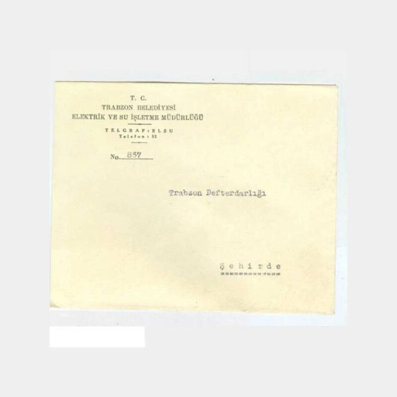 1953 Trabzon Belediyesi Antetli Zarf