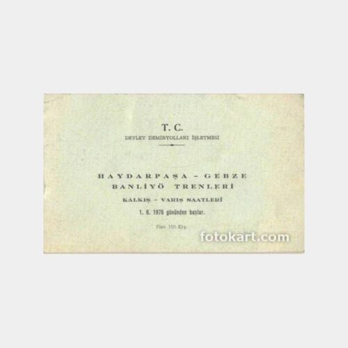 1976 Haydarpaşa-Gebze Tren Tarifesi