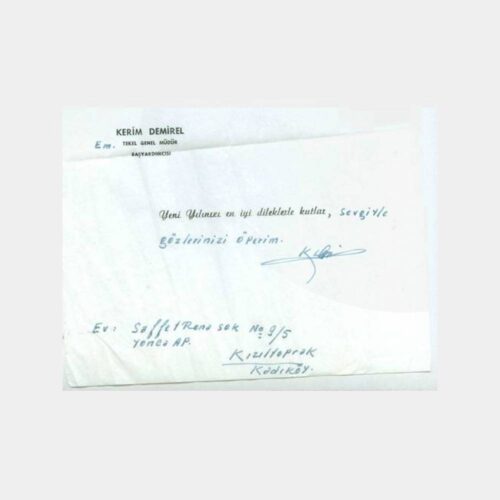 Kerim Demirel Tekel Kızıltoprak Tebrik Yazısı