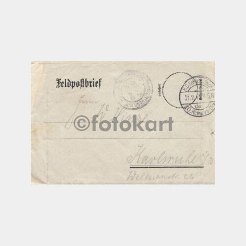 1915 Alman Askeri Mektup Posta Damgalı Zarf