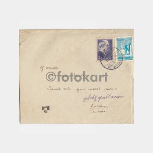 1945 Beşiktaş Posta Damgalı Zarf Mektup