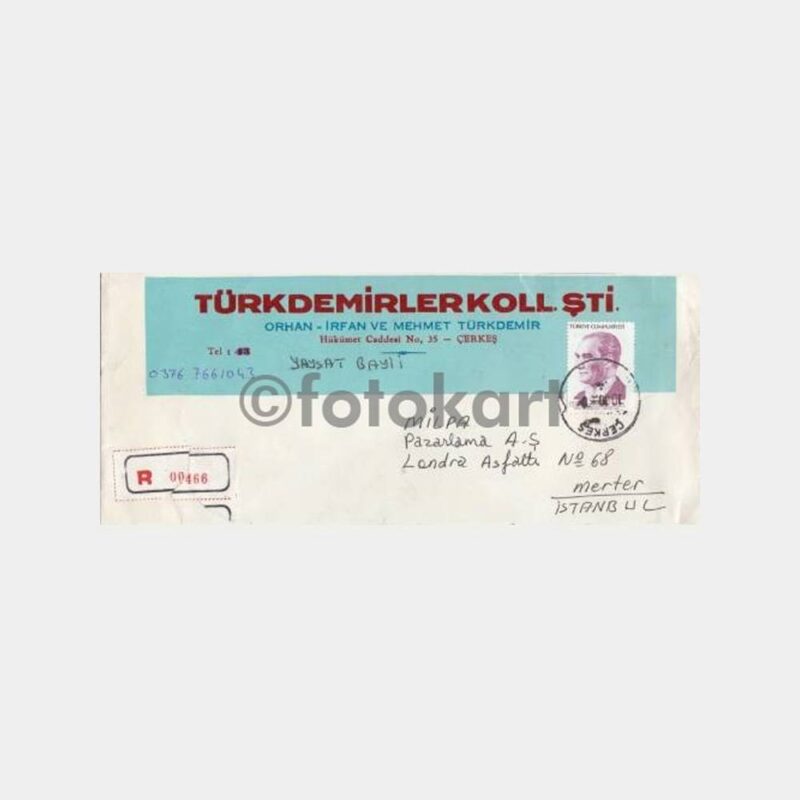2001 Çerkes Çankırı Posta Damgalı Zarf