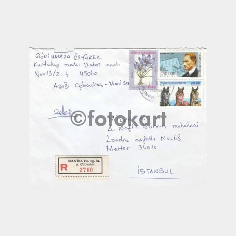 Çobanisa Manisa Posta Damgalı Zarf