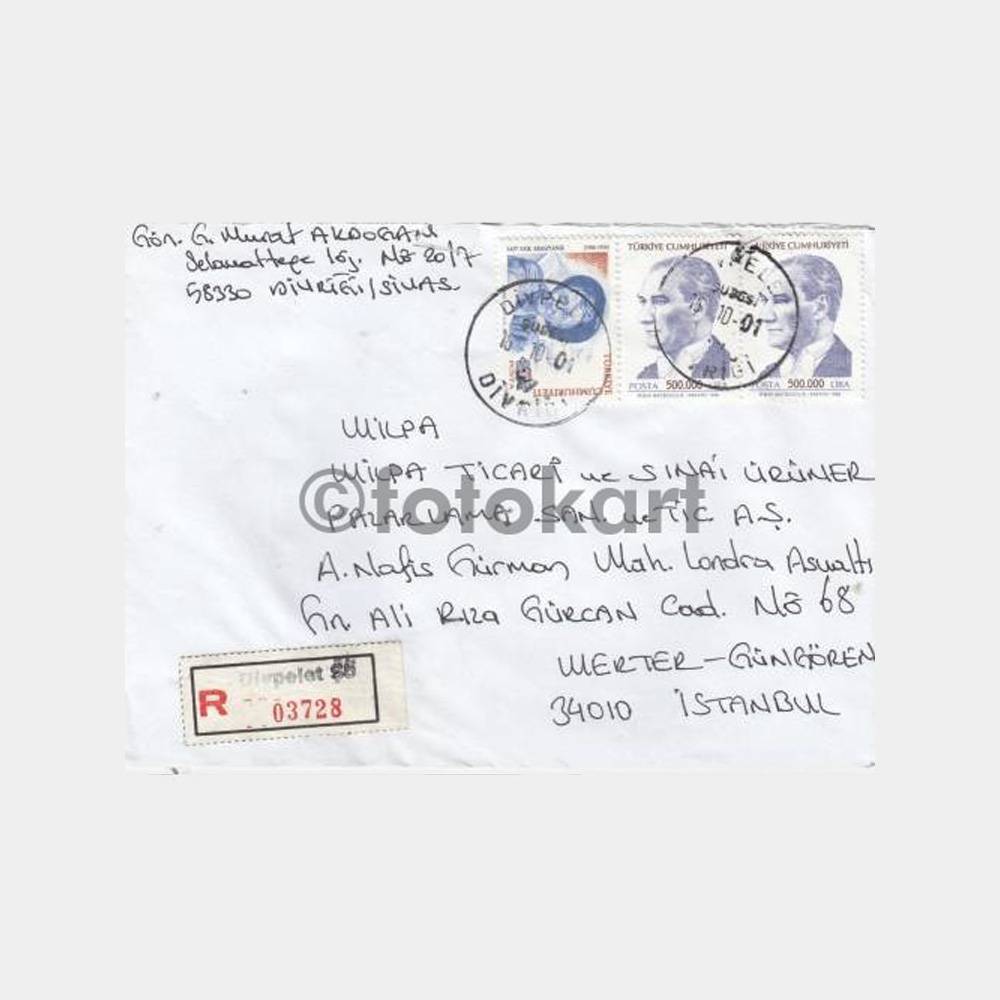 2001 Divriği Divpelet Posta Damgalı Zarf