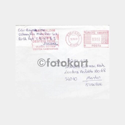 2001 Eğitim Konulu -Geç Kaldım Deme- Posta Damgalı Zarf
