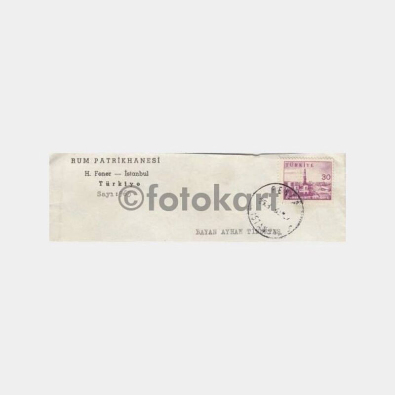 1962 Fener Patrikhane Posta Damgalı Zarf