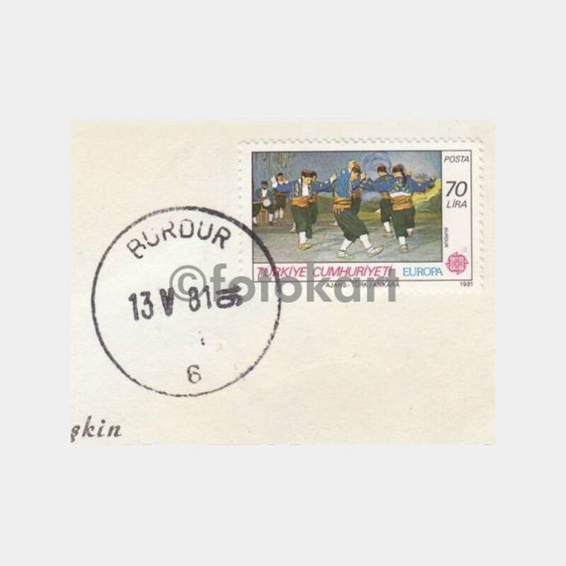1981 Burdur Folklor Posta Damgalı Zarf