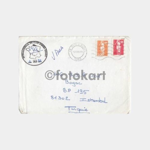 1993 Fransa Pullu Damgalı Zarf