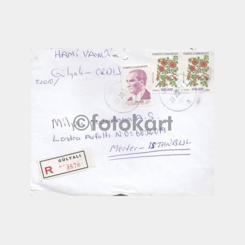 2001 Ordu Gülyalı Posta Damgalı Zarf