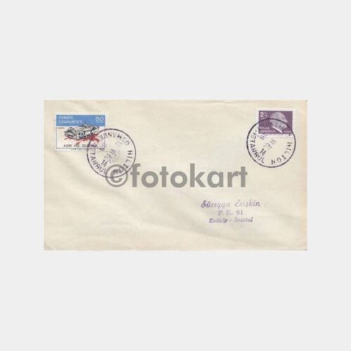 1980 Hilton Oteli Osmanbey Posta Damgalı Zarf