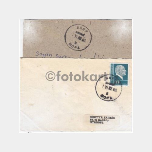 1982 Hopa Sarp Şubesi Damgalı Zarf