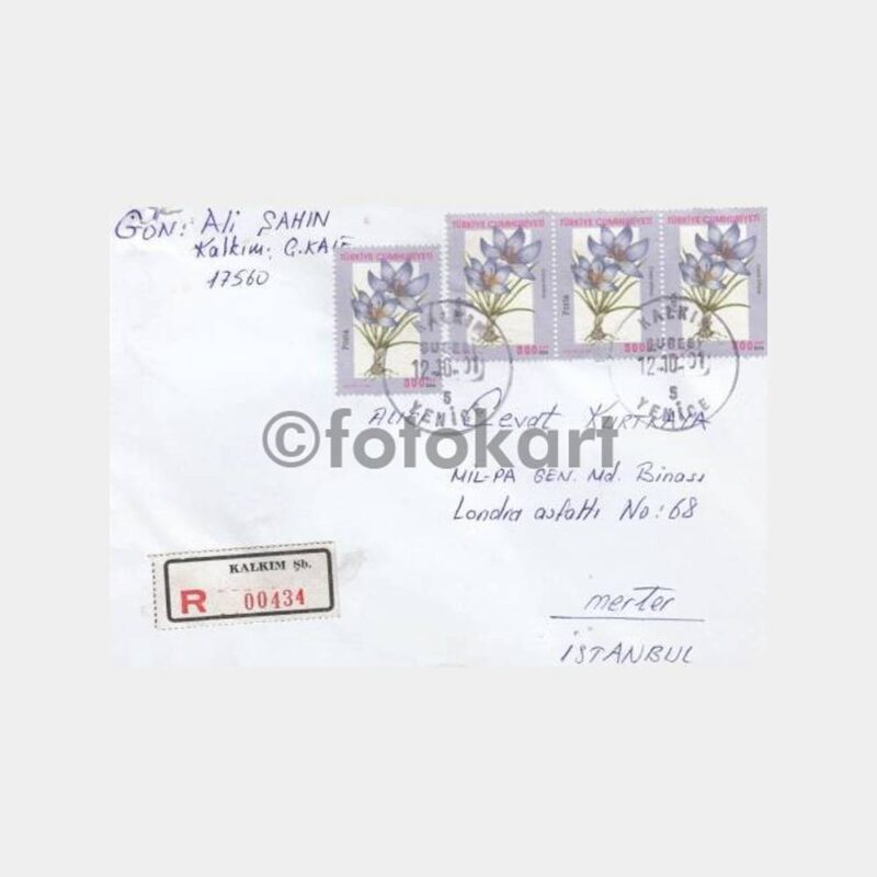 2001 Kalkım Çanakkale Posta Damgalı Zarf
