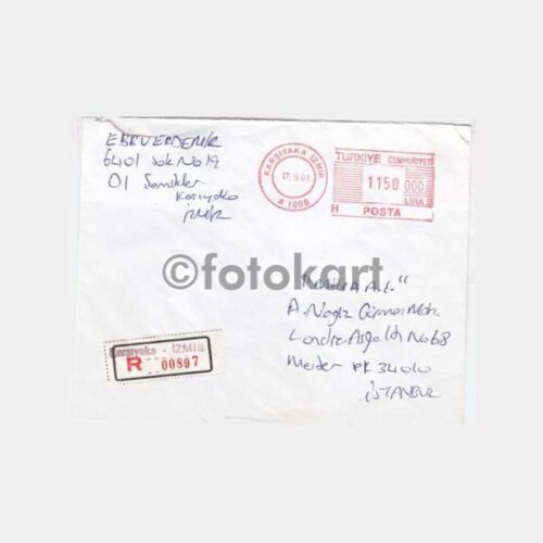 2001 İzmir Karşıyaka Posta Damgalı Zarf