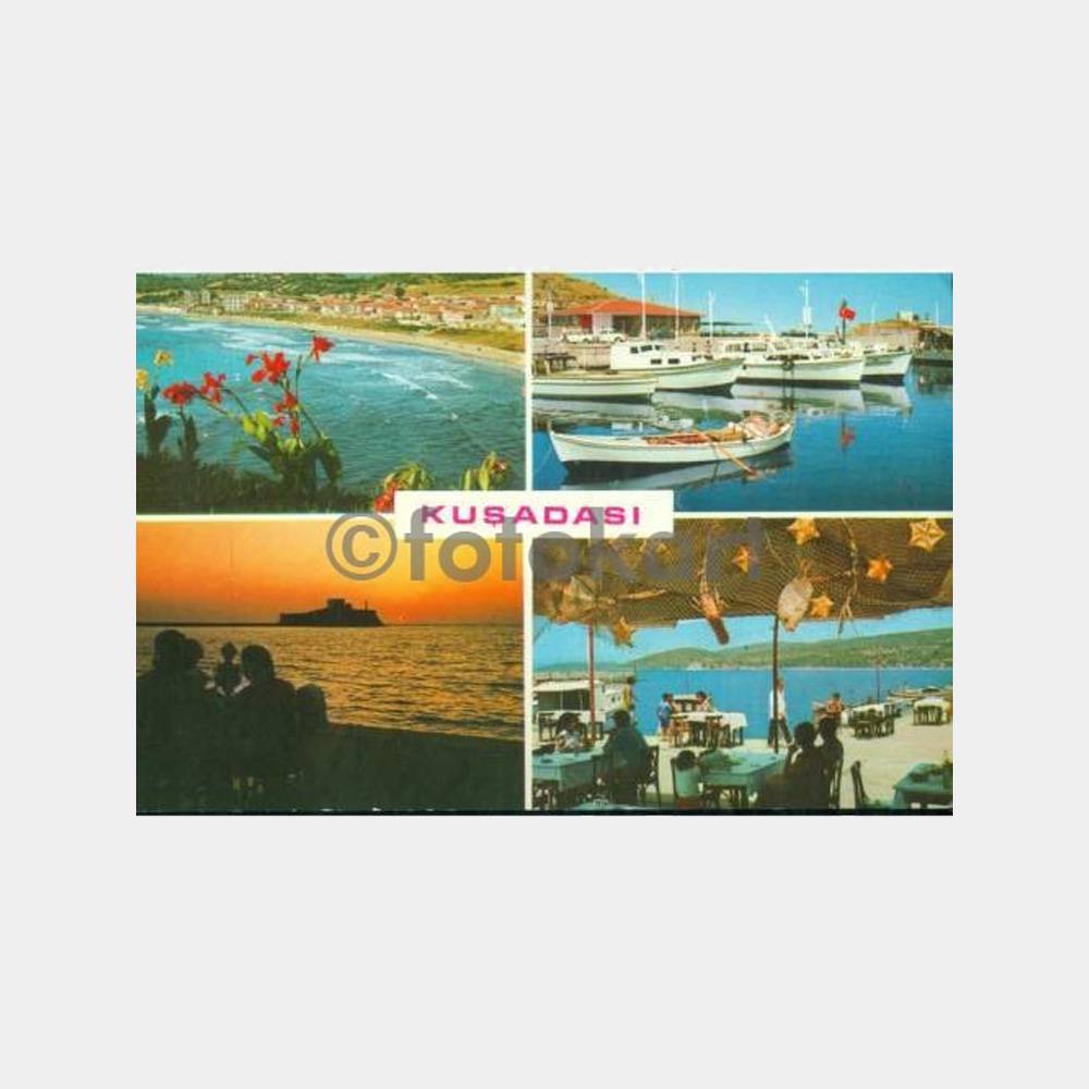 1975 Kuşadası 4 Görünüş Kartpostal