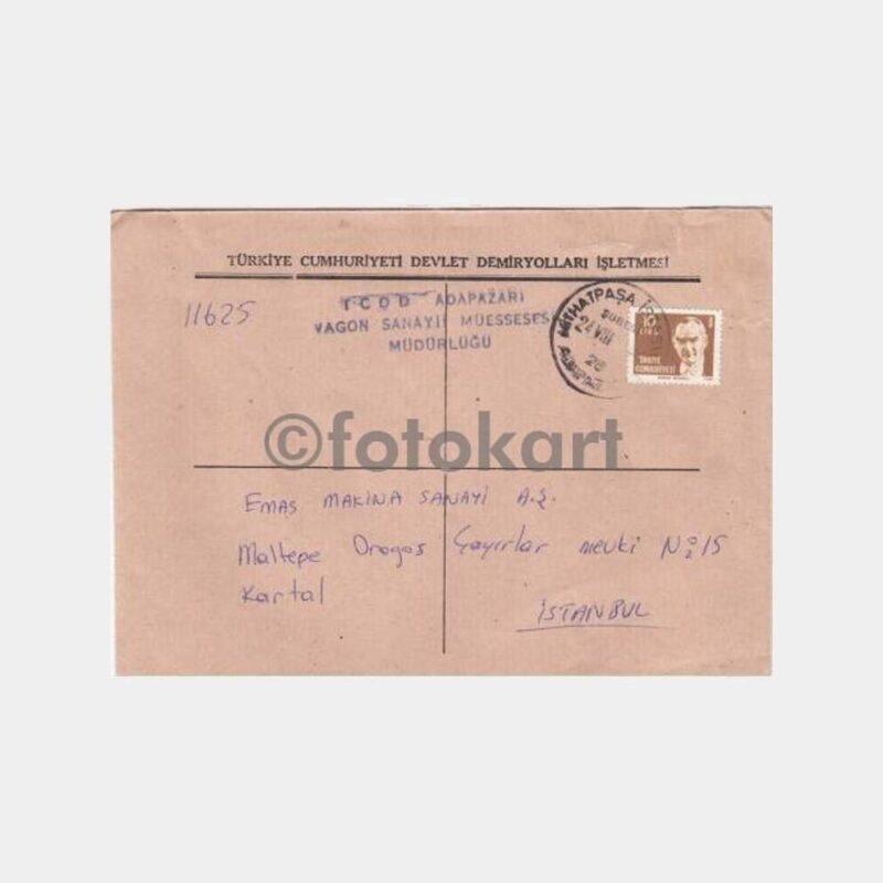 1973 Adapazarı Mithatpaşa İstasyonu Posta Damgalı Zarf