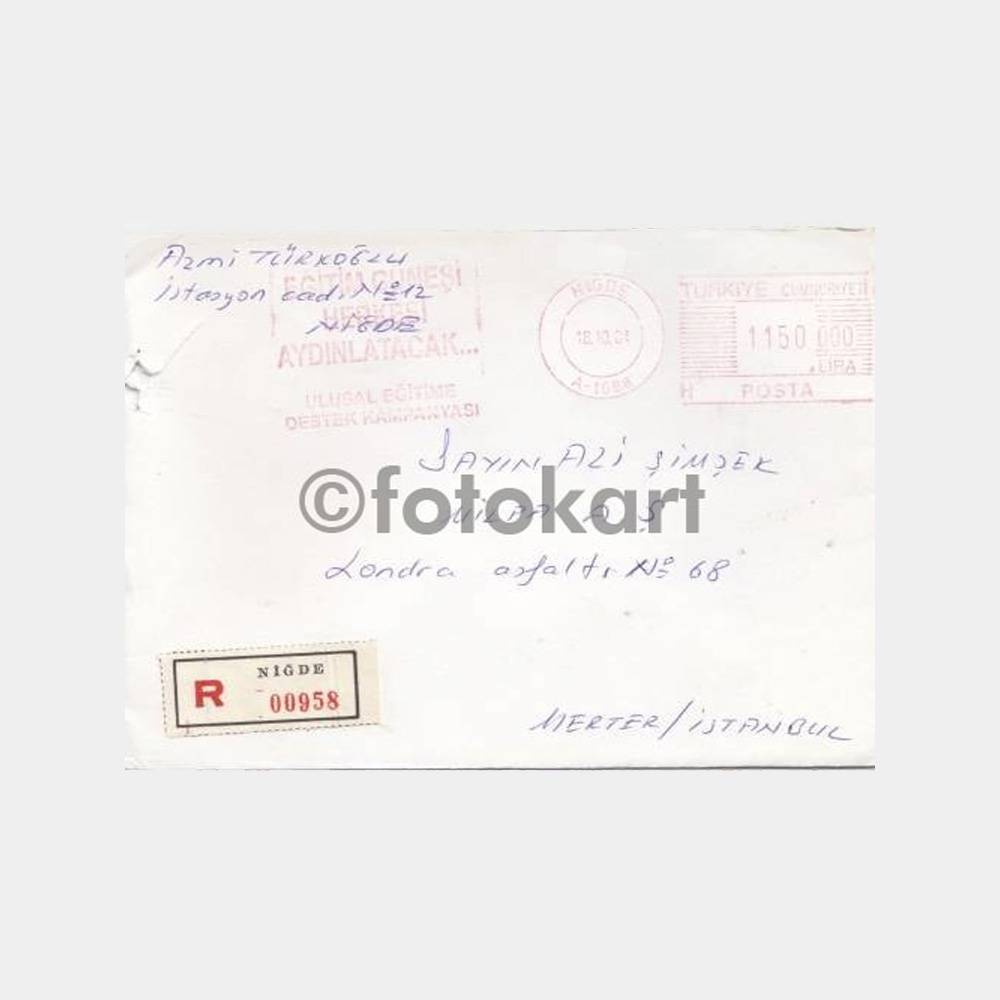 2001 Eğitim Konulu Niğde -Eğitim Güneşi- Posta Damgalı Zarf