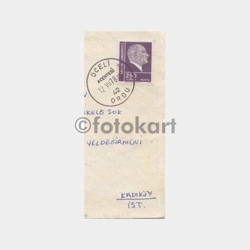1978 Ordu Öceli Acentası Posta Damgalı Zarf