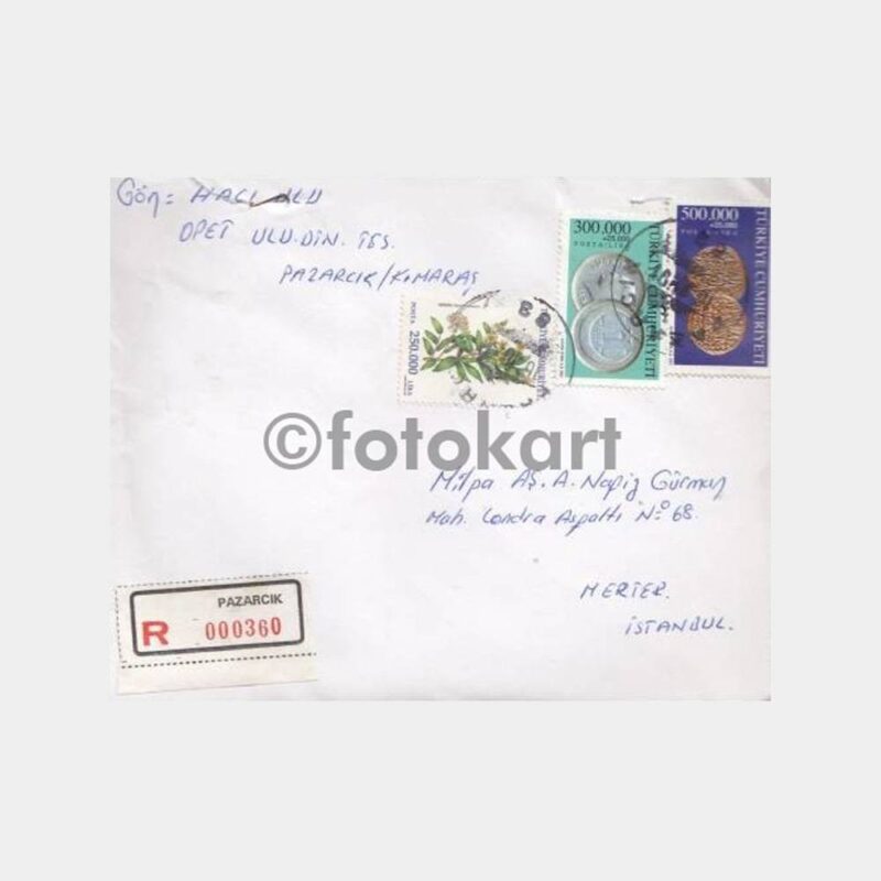 2001 K.Maraş Pazarcık Posta Damgalı Zarf