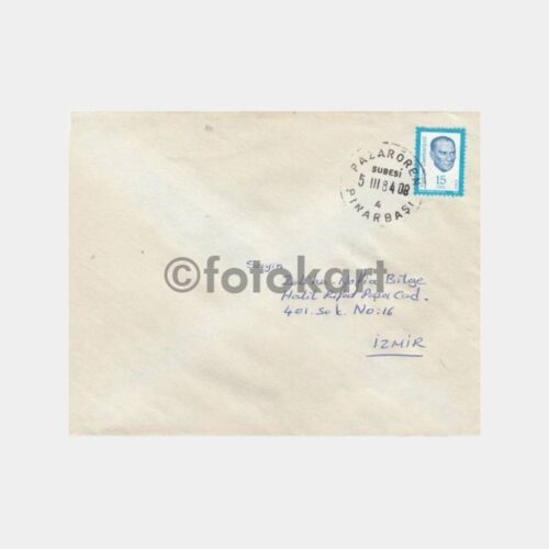 1984 Pınarbaşı Pazarören Posta Damgalı Zarf