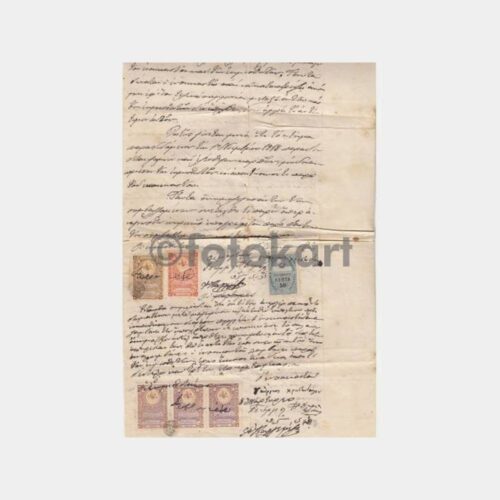1918 Osmanlı Fiskal Pullu 4 Sayfalık Rumca Sözleşme
