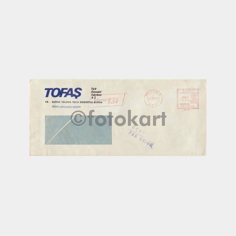 1981 Tofaş Otomobil Posta Damgalı Zarf