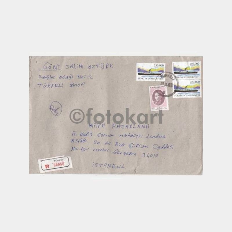 2001 Sinop Türkeli Posta Damgalı Zarf