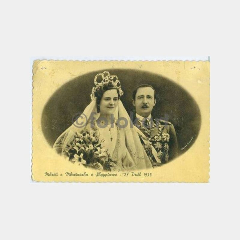 1939 Arnavutluk Kralı Düğün Damgalı Kartpostal