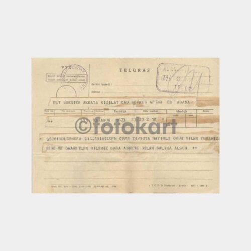 1953 Karabük Adana Damgalı Telgraf