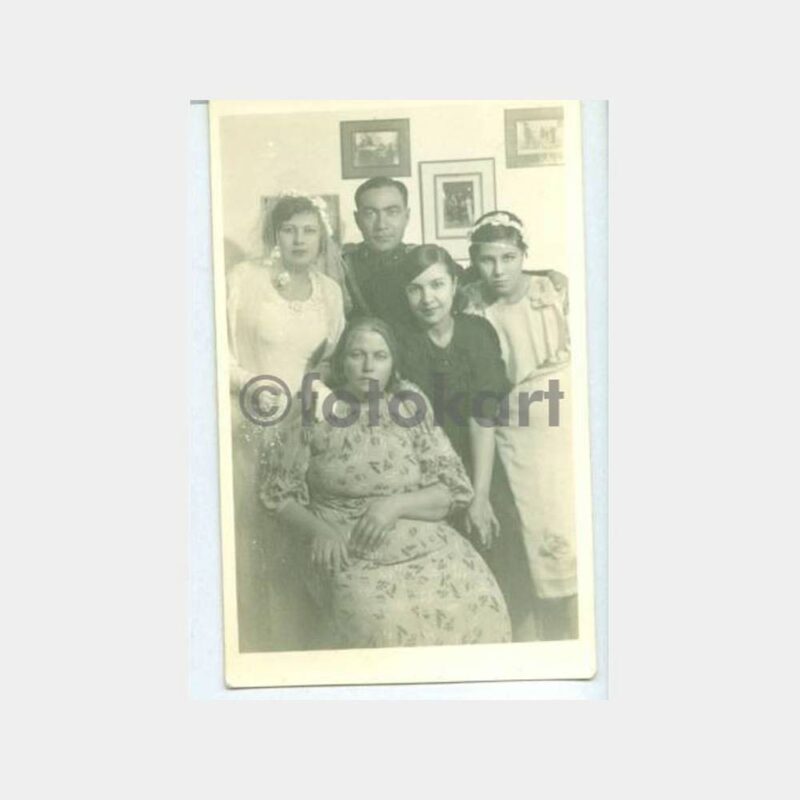 1936 Antalya Foto Türk Gelin Damat Aile Fotoğraf