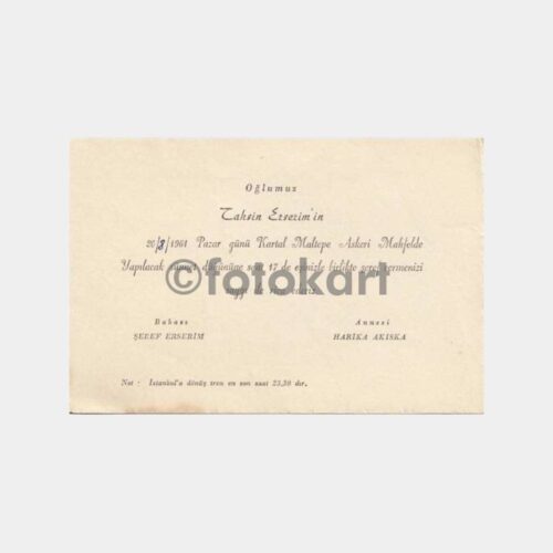 1961 K. Maltepe Askeri Mahfel Davetiyesi