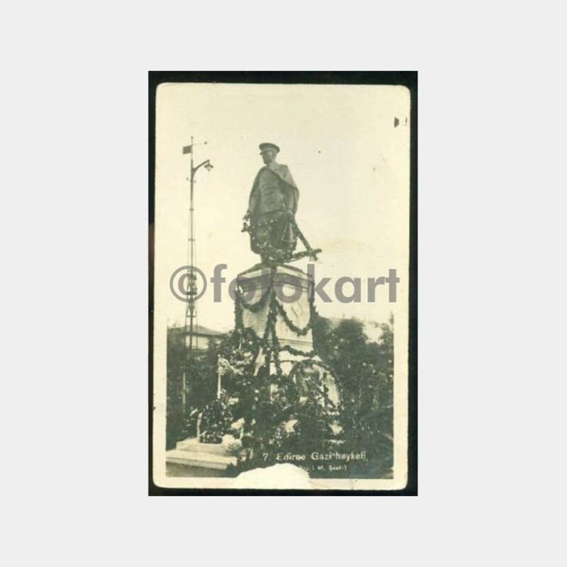 1940 Edirne Ata Heykeli Görünüş Kartpostal