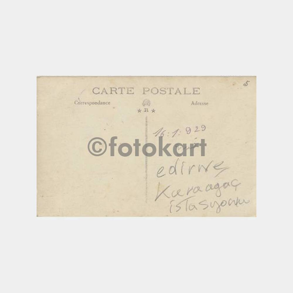 1929 Edirne Karaağaç Tren İstasyon Görünüş Kartpostal - Görsel 2