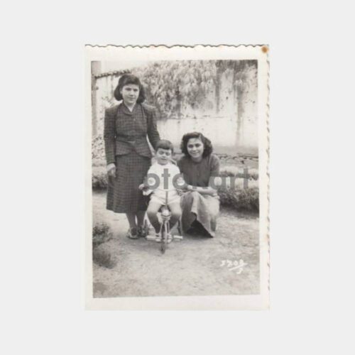 1948 Edremit Bisikletli Çocuk Aile Fotoğraf