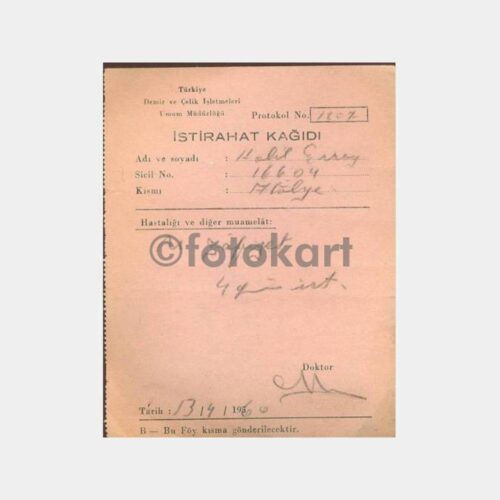 1960 Karabük Demir Çelik İstirahat Kağıdı