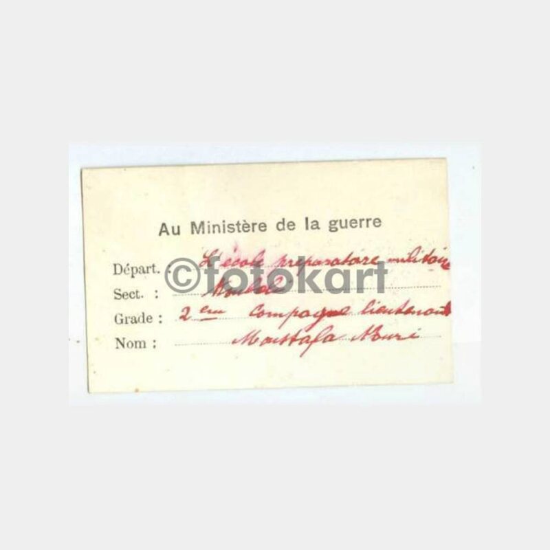 1920 Kuleli Askeri Lisesi Hüviyet Kartı