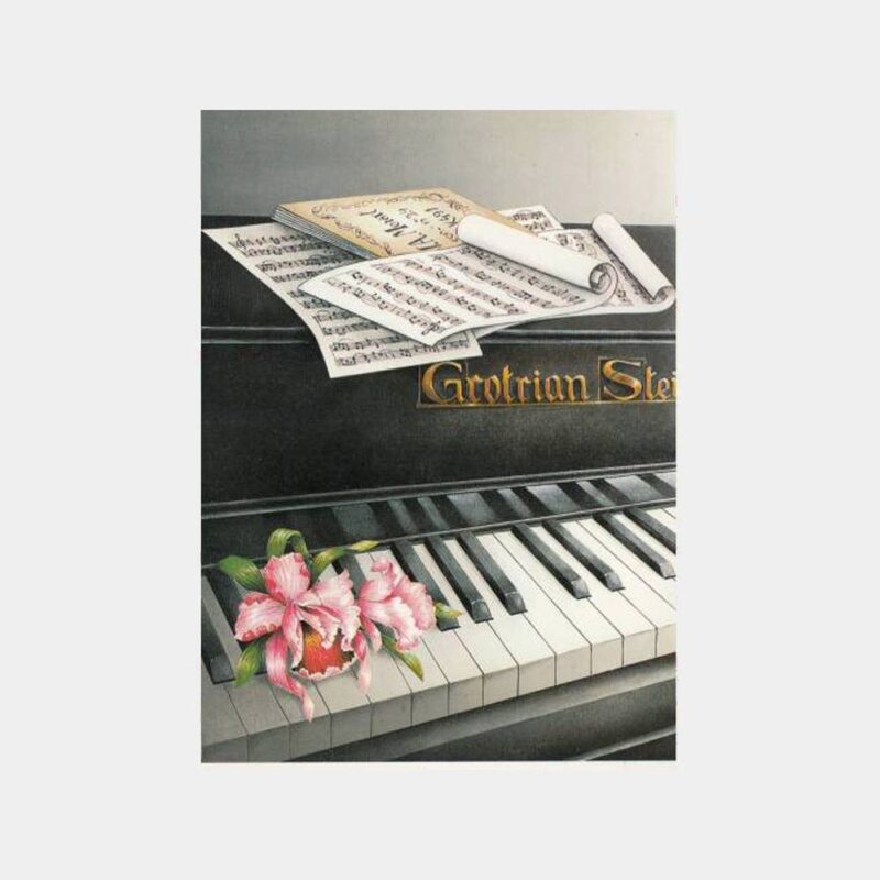 1996 Piyano Notalar Çiçek Fantazi Kartpostal