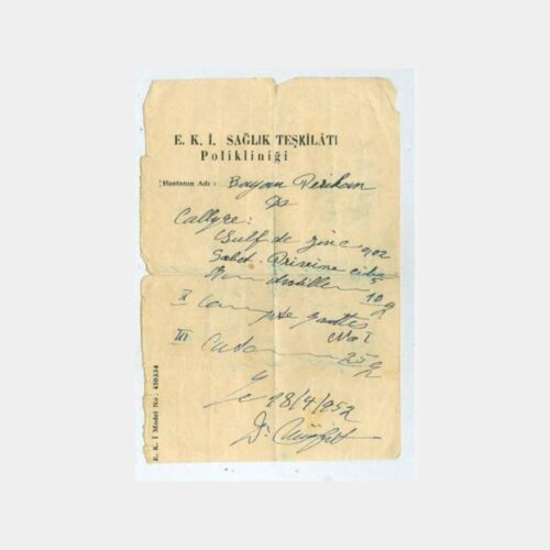 1952 Zonguldak E.K.İ. Poliklinik Reçetesi