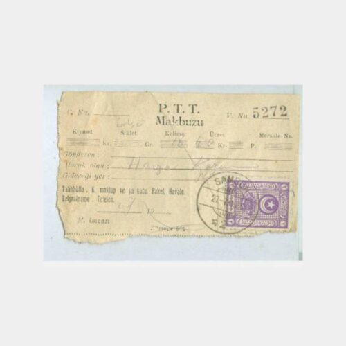 1929 Samsun Posta Alındı Makbuzu