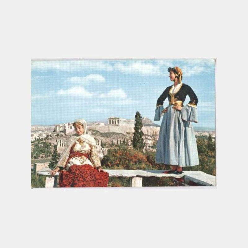 Yunanistan Folklor Milli Giysiler Kartpostal